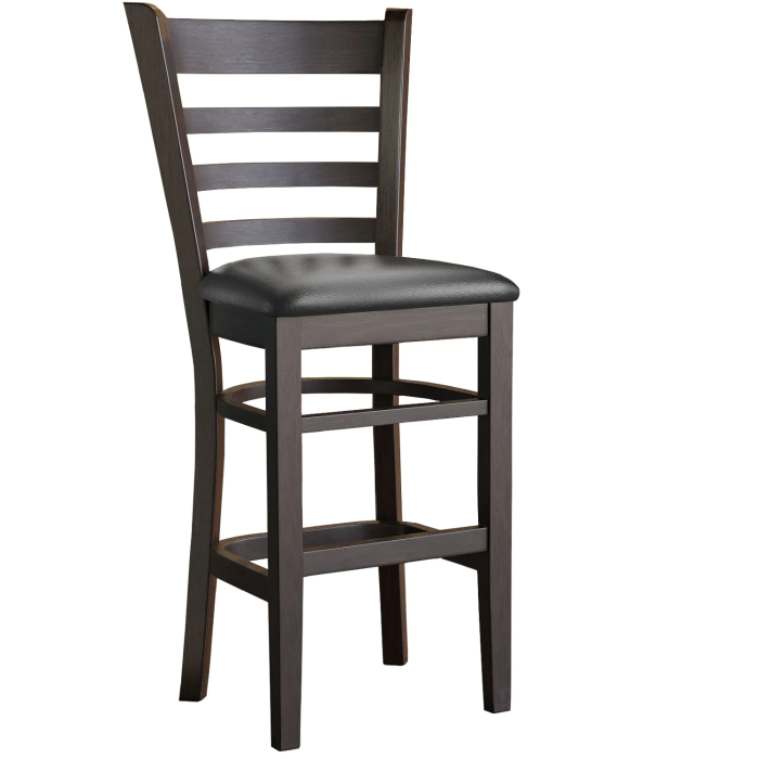 ALESSANDRO | Gastro Barhocker | Leder | Holz | Schwarz | mit Lehne
