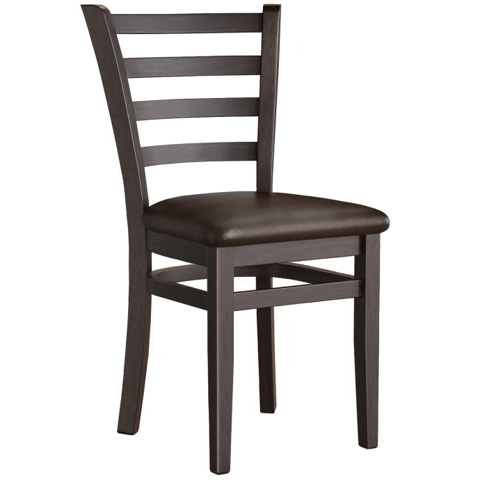 ALESSANDRO | Silla de madera para restaurante | Marrón oscuro | Cuero