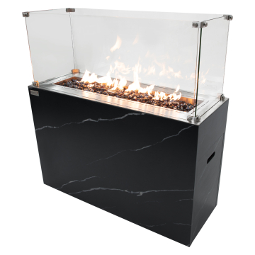 ALASKA | Estufa de gas | A: An: Al 118 x 44 x 122 cm | Mármol | Negro