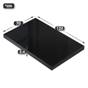ALLESHA STÅL | Gastro Udendørs Bordplade | Glas | B x D: 70 x 120 x 3,4 cm | Sort