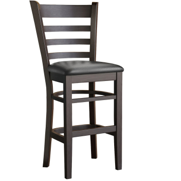 ALESSANDRO | Gastro Barhocker | Leder | Holz | Schwarz | mit Lehne