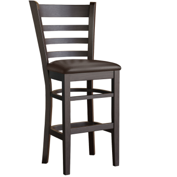ALESSANDRO | Sgabello da bar in legno con schienale | Pelle | Legno | Marrone | Con schienale