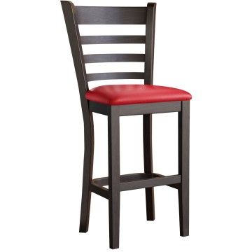 ALESSANDRO | Gastro Barhocker | Leder | Holz | Rot | mit Lehne