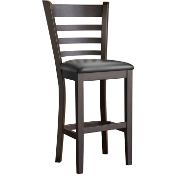 ALESSANDRO | Gastro Barhocker | Leder | Holz | Schwarz | mit Lehne
