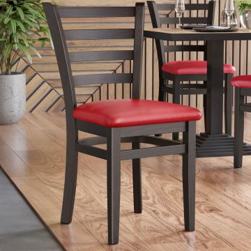 ALESSANDRO | Silla de madera para restaurante | Rojo | Cuero