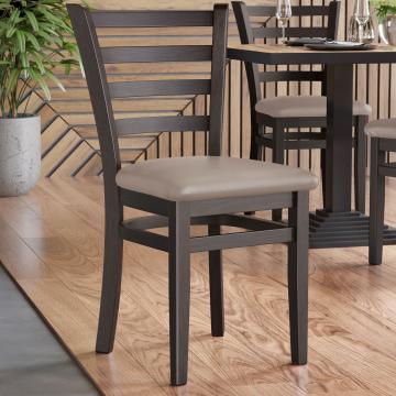 ALESSANDRO | Silla de madera para restaurante | Topo | Cuero