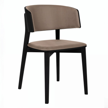 Alice | Bistro Holz Stuhl | Sitz Samt | Taupe