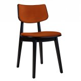 Amaia | Bistro Wooden Chair | Velvet Seat | Orange