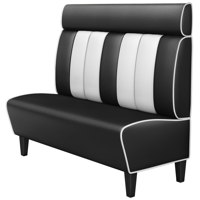 AMERICAN 1 | Banco American Diner | Ancho:Alto 140 x 128 cm | Rayas | Negro | Cuero