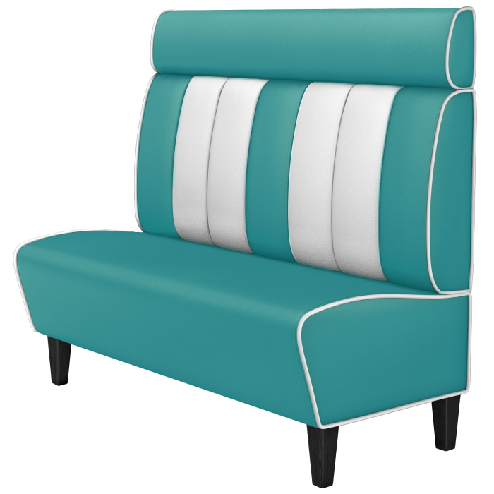 AMERICAN 1 | Amerikaanse Diner Zitbank | B:H 140 x 128 cm | Gestreept | Turquoise | Leer