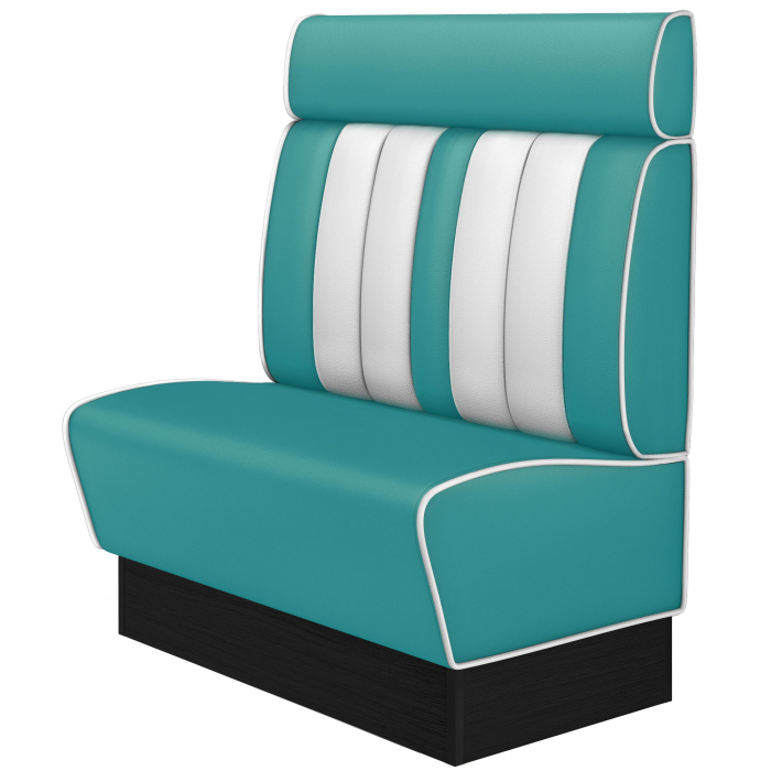 AMERICAN 2 | Amerikaanse Diner Zitbank | B:H 100 x 128 cm | Gestreept | Turquoise | Leer