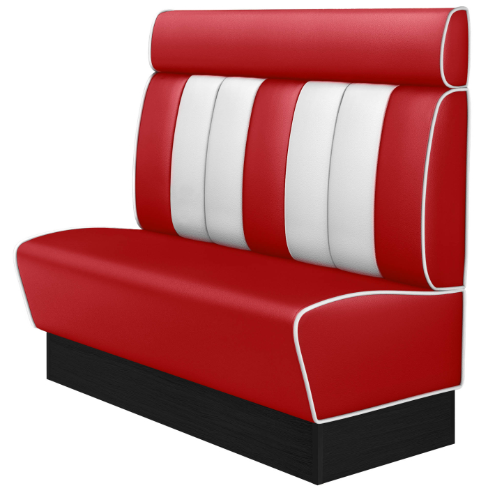 AMERICAN 2 | Amerikaanse Diner Zitbank | B:H 140 x 128 cm | Gestreept | Rood | Leer
