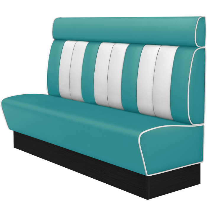 AMERICAN 2 | Amerikaanse Diner Zitbank | B:H 200 x 128 cm | Gestreept | Turquoise | Leer
