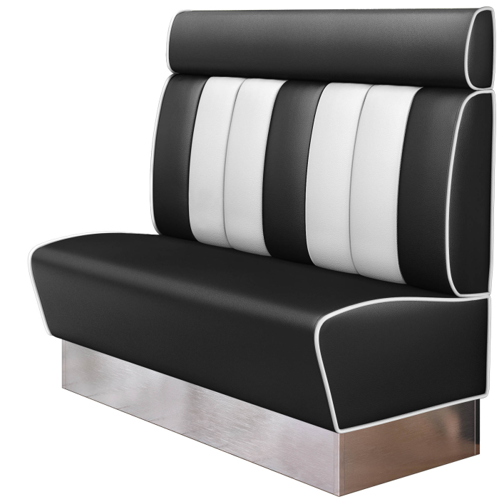 AMERICAN 3 | Amerikaanse Diner Zitbank | B:H 140 x 128 cm | Gestreept | Zwart | Leer