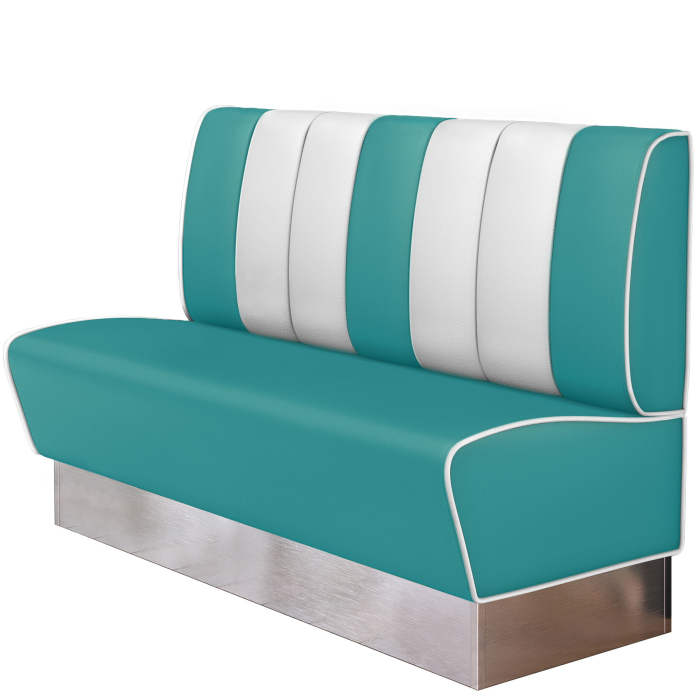 AMERICAN 3 | Amerikaanse Diner Zitbank | B:H 160 x 103 cm | Gestreept | Turquoise | Leer