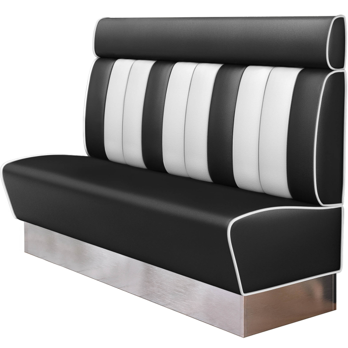 AMERICAN 3 | Amerikaanse Diner Zitbank | B:H 180 x 128 cm | Gestreept | Zwart | Leer