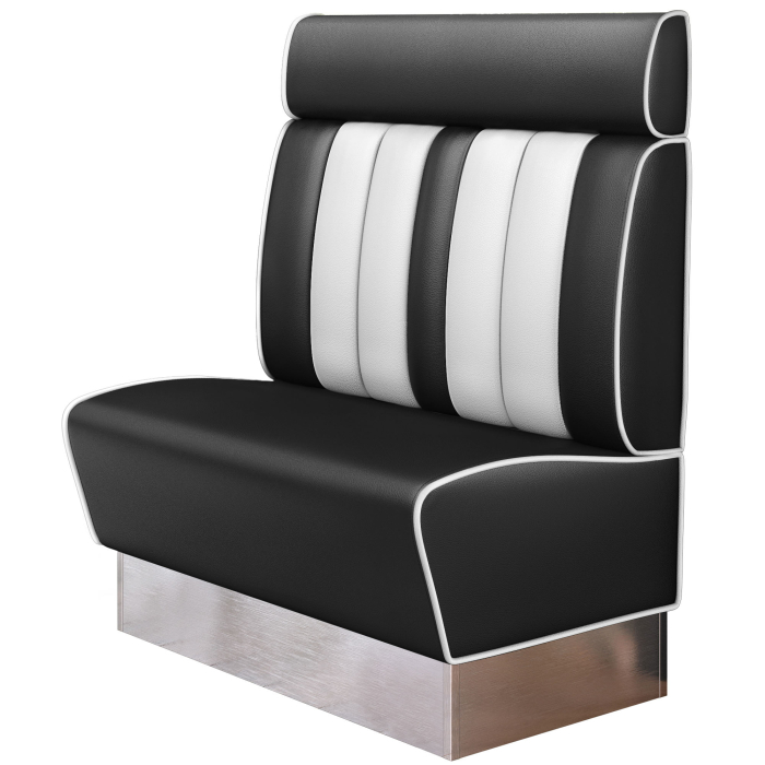 AMERICAN 3 | American Diner Bench | W:H 100 x 128 cm | Striped | Black | Leather