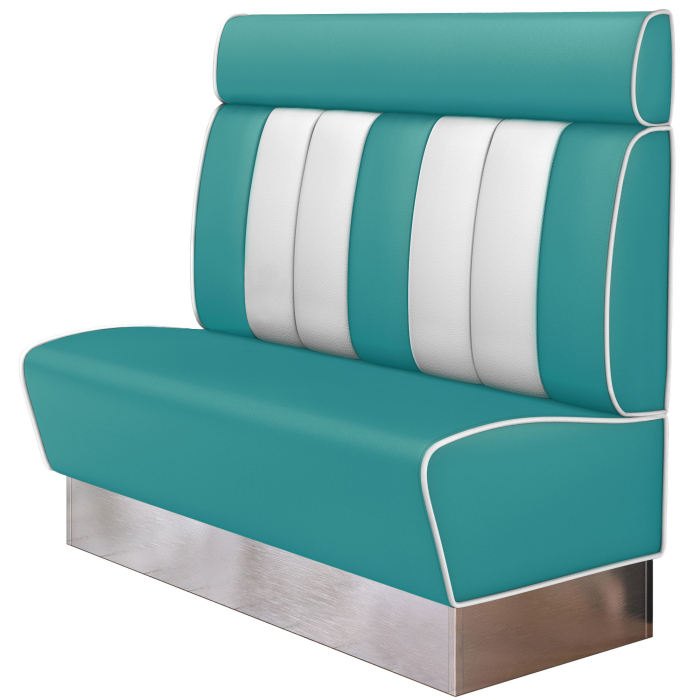 AMERICAN 3 | American Diner Bench | W:H 140 x 128 cm | Striped | Turquoise | Leather