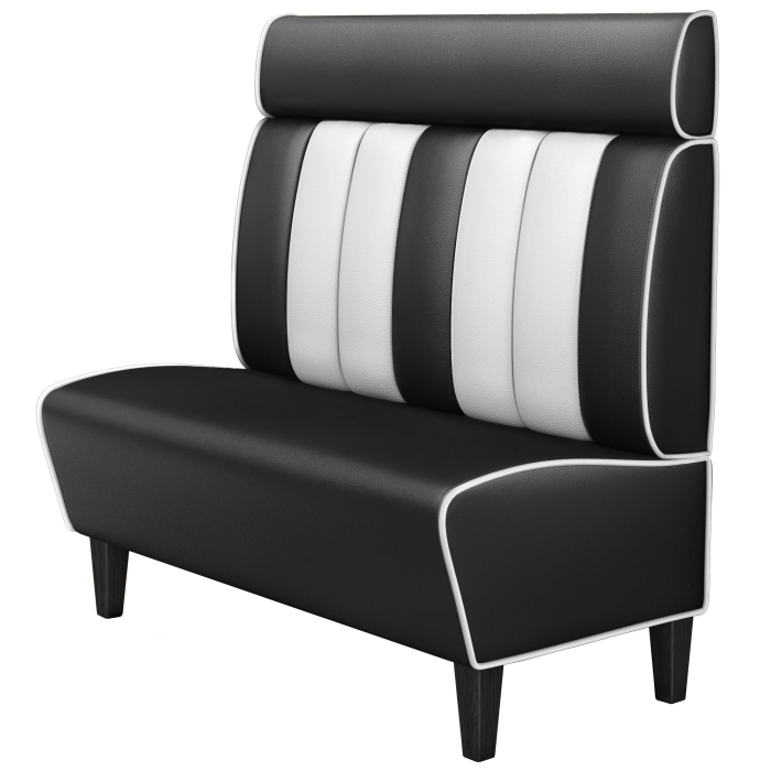 AMERICAN 1 | Banquette de dîner américain | L:H 120 x 128 cm | Rayé | Noir | Cuir