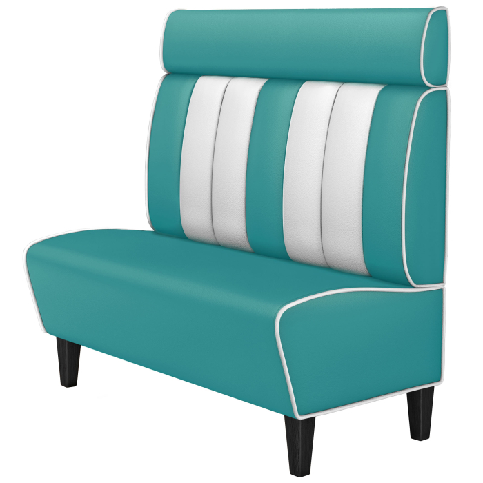 AMERICAN 1 | Banquette de dîner américain | L:H 120 x 128 cm | Rayé | Turquoise | Cuir