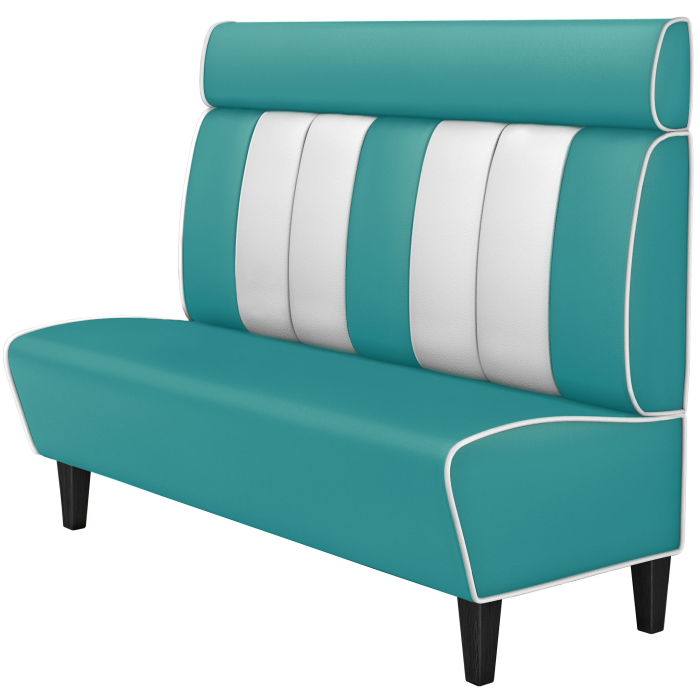 AMERICAN 1 | Banquette de dîner américain | L:H 160 x 128 cm | Rayé | Turquoise | Cuir