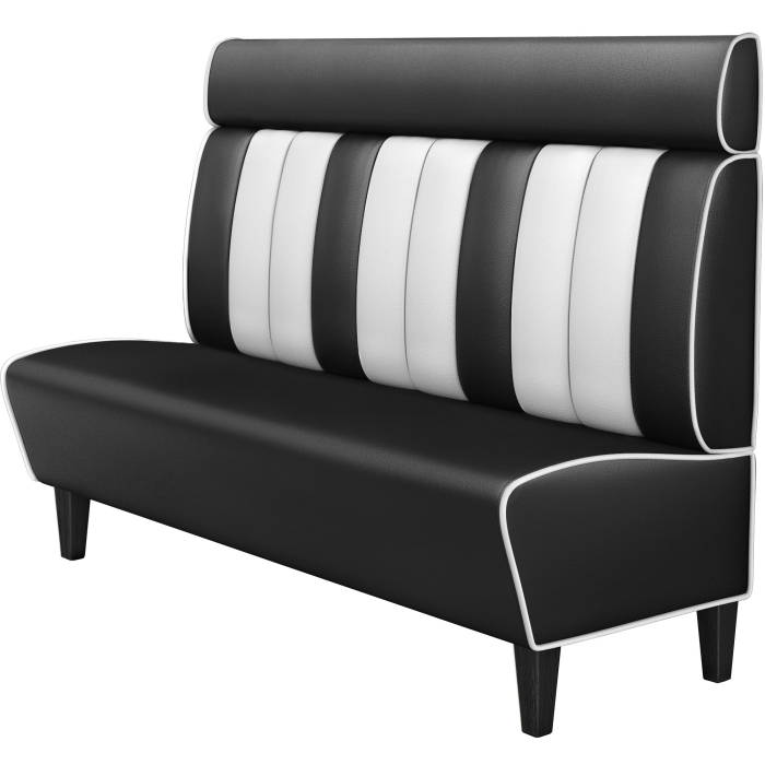 AMERICAN 1 | Banquette de dîner américain | L:H 180 x 128 cm | Rayé | Noir | Cuir