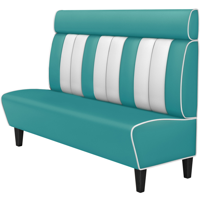 AMERICAN 1 | Banquette de dîner américain | L:H 180 x 128 cm | Rayé | Turquoise | Cuir