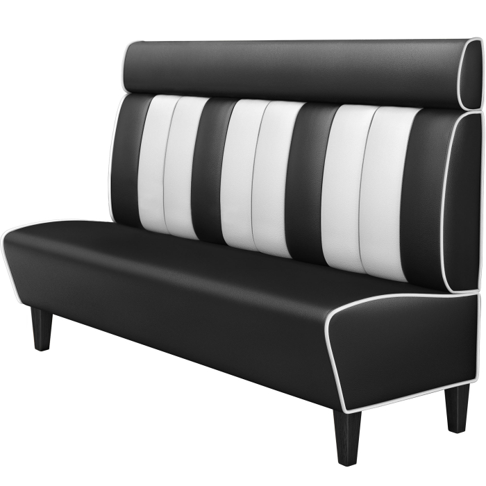 AMERICAN 1 | Banquette de dîner américain | L:H 200 x 128 cm | Rayé | Noir | Cuir