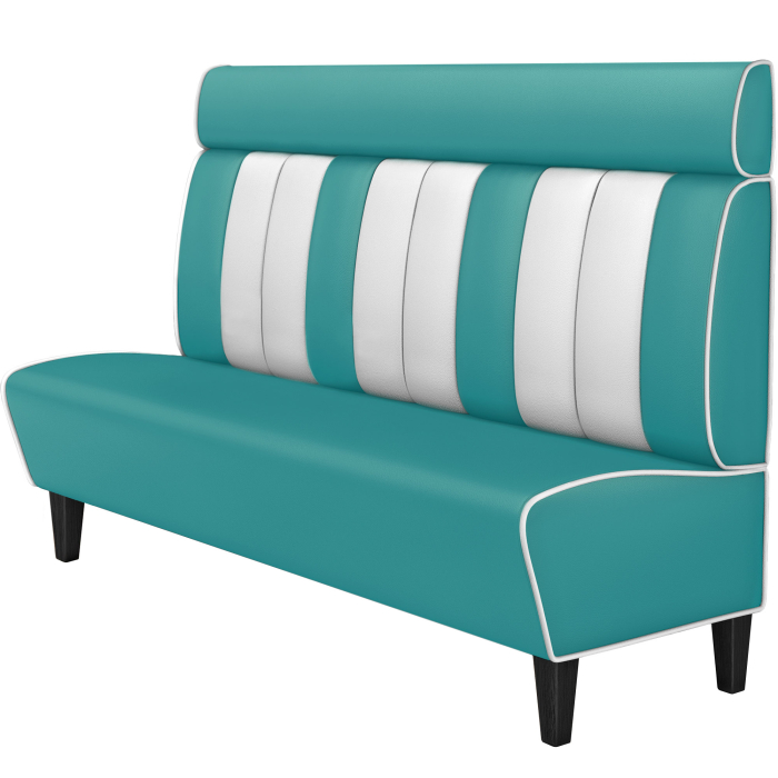 AMERICAN 1 | Banquette de dîner américain | L:H 200 x 128 cm | Rayé | Turquoise | Cuir