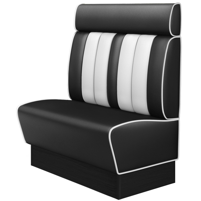 AMERICAN 2 | Restaurantsofa i diner stil | B: H 100 x 128 cm | Stripete | Svart | lær