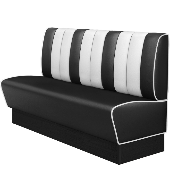 AMERICAN 2 | Restaurantsofa i diner stil | B: H 180 x 103 cm | Stripete | Svart | lær