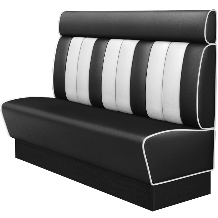 AMERICAN 2 | Restaurantsofa i diner stil | B: H 180 x 128 cm | Stripete | Svart | lær