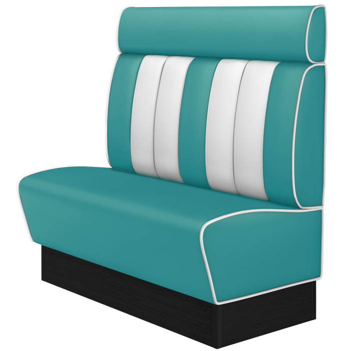 AMERICAN 2 | Banquette de dîner américain | L:H 120 x 128 cm | Rayé | Turquoise | Cuir