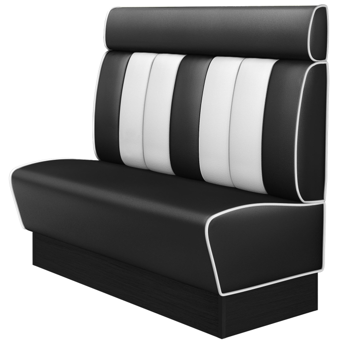 AMERICAN 2 | Banquette de dîner américain | L:H 140 x 128 cm | Rayé | Noir | Cuir