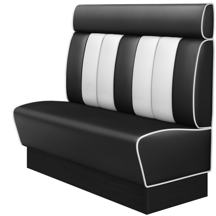 AMERICAN 2 | Banquette de dîner américain | L:H 160 x 128 cm | Rayé | Noir | Cuir