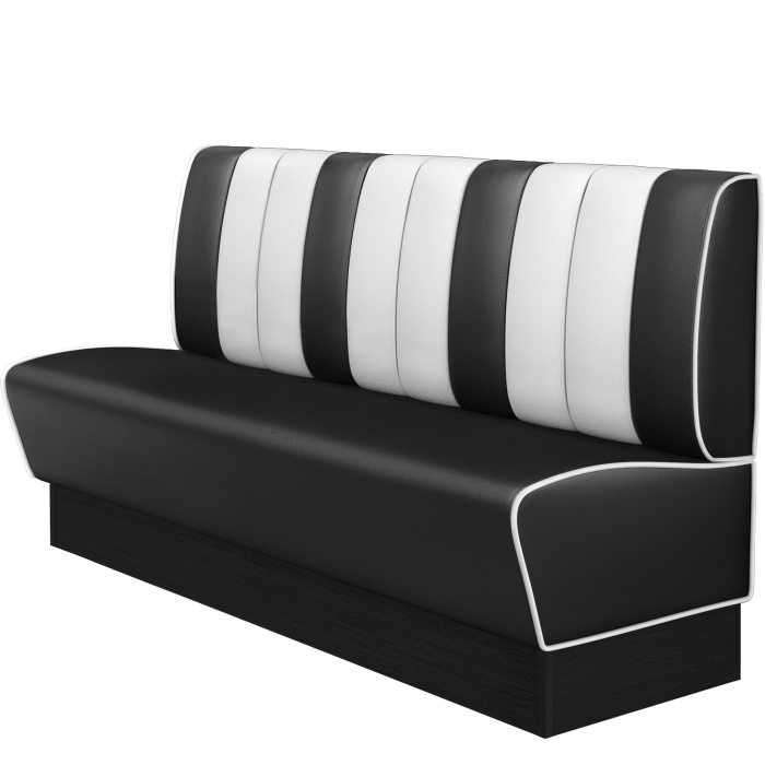 AMERICAN 2 | Banquette de dîner américain | L:H 200 x 103 cm | Rayé | Noir | Cuir