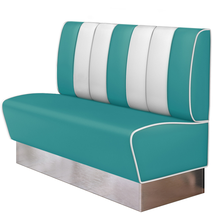 AMERICAN 3 | Restaurantsofa i diner stil | B: H 140 x 103 cm | Stripete | Turkis | lær