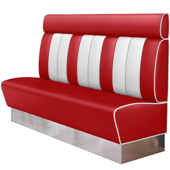 AMERICAN 3 | Restaurantsofa i diner stil | B: H 200 x 128 cm | Stripete | rød | lær