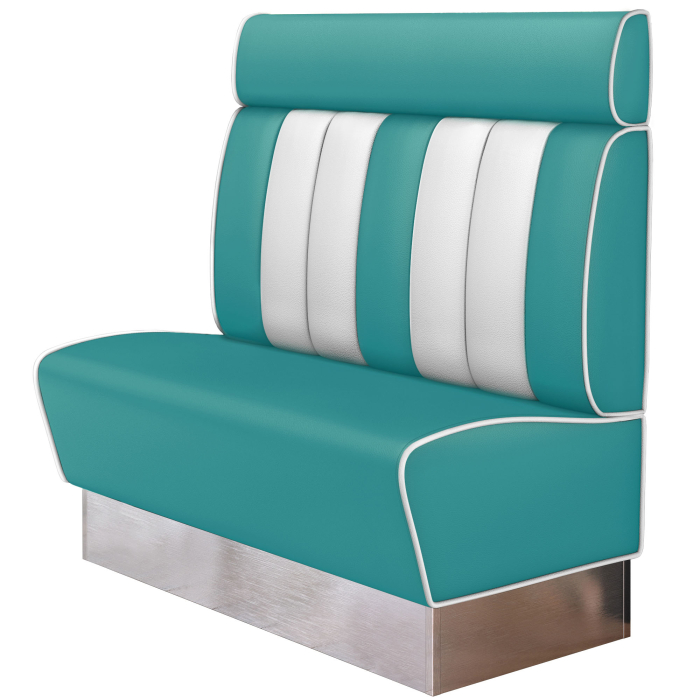 AMERICAN 3 | Banquette de dîner américain | L:H 120 x 128 cm | Rayé | Turquoise | Cuir