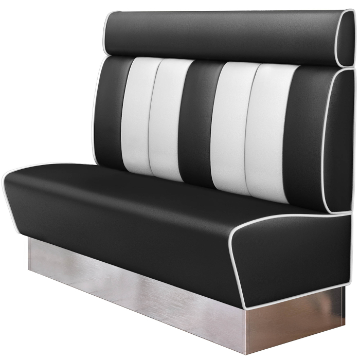 AMERICAN 3 | Banquette de dîner américain | L:H 160 x 128 cm | Rayé | Noir | Cuir