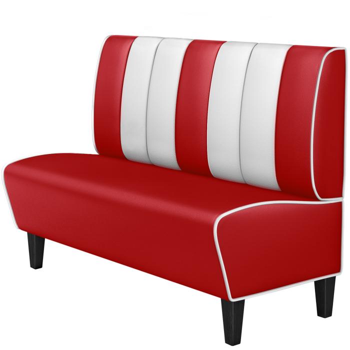 AMERICAN 1 | American diner bås | B:H 140 x 103 cm | Randig | Röd | Läder
