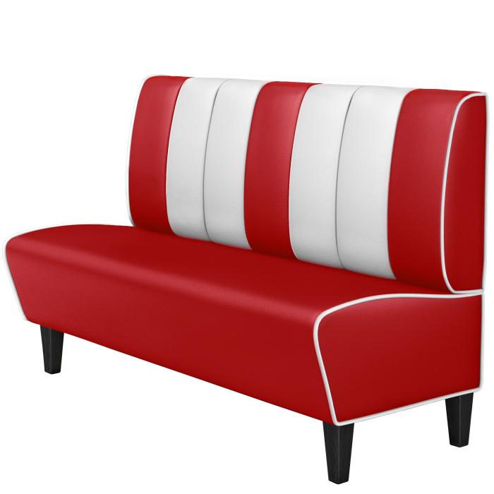 AMERICAN 1 | American diner bås | B:H 160 x 103 cm | Randig | Röd | Läder