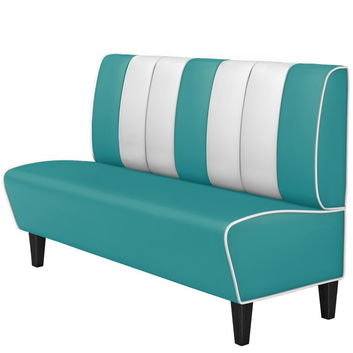 AMERICAN 1 | Amerikaanse Diner Zitbank | B:H 160 x 103 cm | Gestreept | Turquoise | Leer