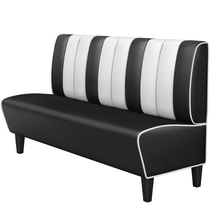 AMERICAN 1 | American diner bås | B:H 180 x 103 cm | Randig | Svart | Läder