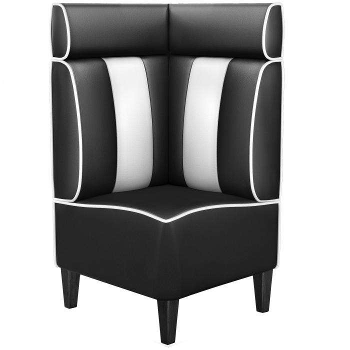 AMERICAN 1 | Diner hörnsoffa | B:H 64 x 128 cm | Randig | Svart | Läder