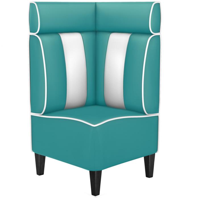 AMERICAN 1 | Diner hörnsoffa | B:H 64 x 128 cm | Randig | Turkos | Läder