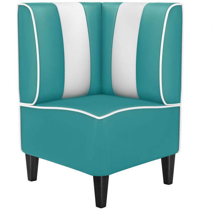 AMERICAN 1 | Diner hörnsoffa | B:H 64 x 103 cm | Randig | Turkos | Läder