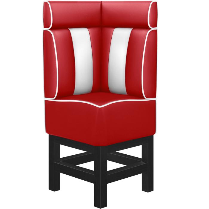 AMERICAN 1 | Diner hörnsoffa | B:H 64 x 158 cm | Randig | Röd | Läder