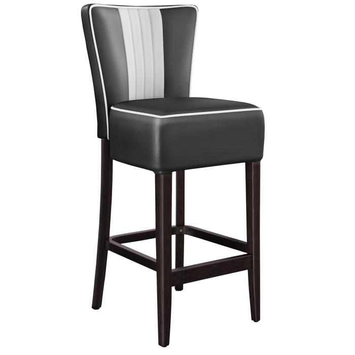 AMERICAN 1 | Taburete de diner | Negro | Cuero