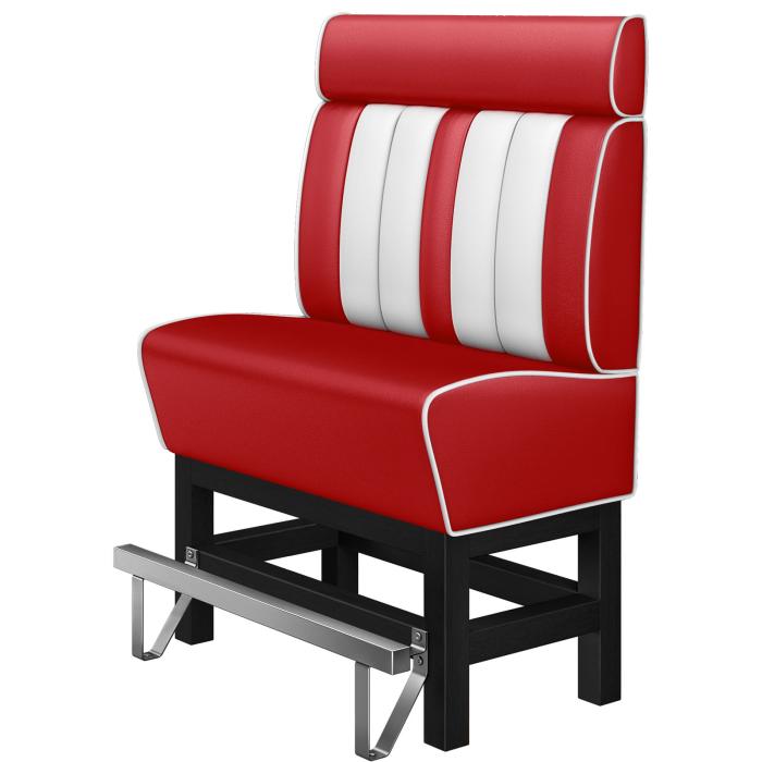 AMERICAN 1 | Hög diner soffa | B:H 100 x 158 cm | Randig | Röd | Läder